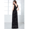 Kate Kasin Sleeveless V-Neck Long Black Shining Sequined Prom Dress KK000199-4